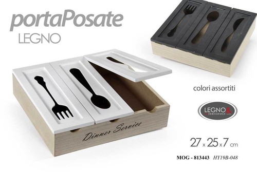 Contenitore porta posate legno - posate,